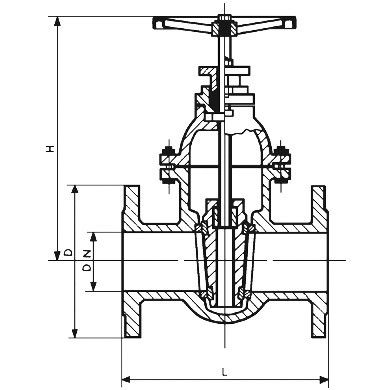 DN100 PN 10 và 16 Van cổng ngồi bằng kim loại Thân hình bầu dục Gang bên trong Vít