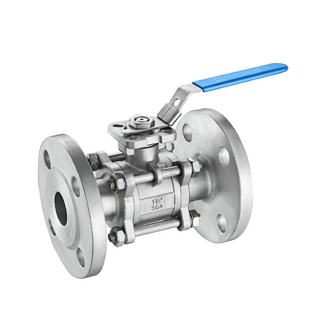 3 mảnh đúc bằng thép không gỉ Thân van đầy đủ có lỗ khoan Van bi mặt bích RF